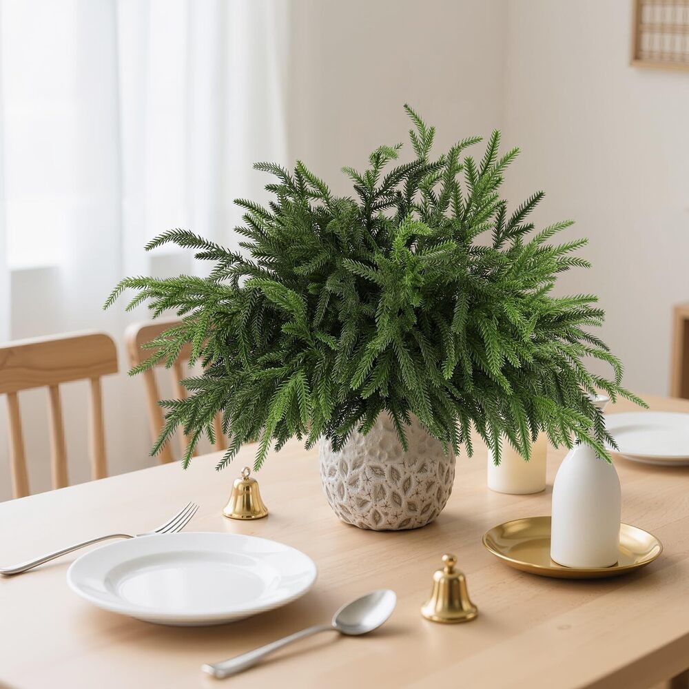 6824 8Pcs Realistic Norfolk Pine Branches -18Inch Artificial Real Touch - Picture 4 of 7